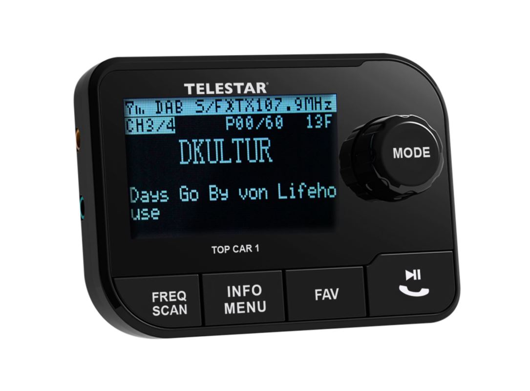 Telestar TOP CAR 1 DAB+ adaptér do auta, Bluetooth, FM transmitter, microSD, černá 4262508450145