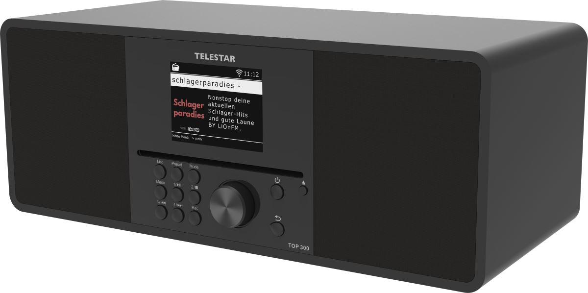 Telestar TOP300 stereo internetové rádio CD/DAB+/Wi-Fi/BT/USB, černá 4262508450046