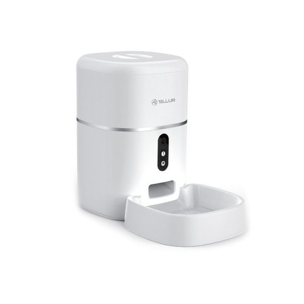 Tellur WiFi Smart Pet Feeder-dávkovač krmiva, UltraHD kamera, 4L, bilá TLL331461