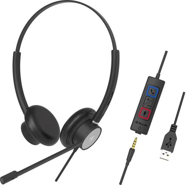 Tellur Wired Headset Voice 420, binaural, USB/3,5mm jack, černá 5949120003766
