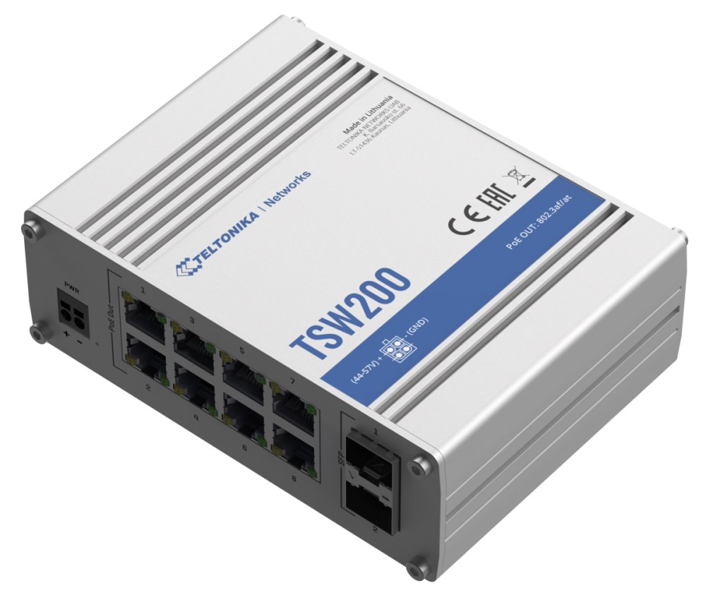 Teltonika průmyslový nemanažovaný PoE switch TSW200 8x802.3af/at TSW200 000010