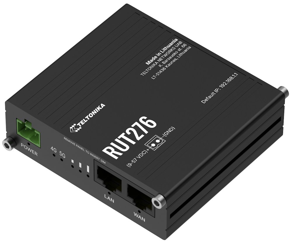 Teltonika RUT276 průmyslový router, dual SIM, Redcap 5G, 1x LAN, 1x WAN, serial RS232/485, WiFi 4 RUT276000000