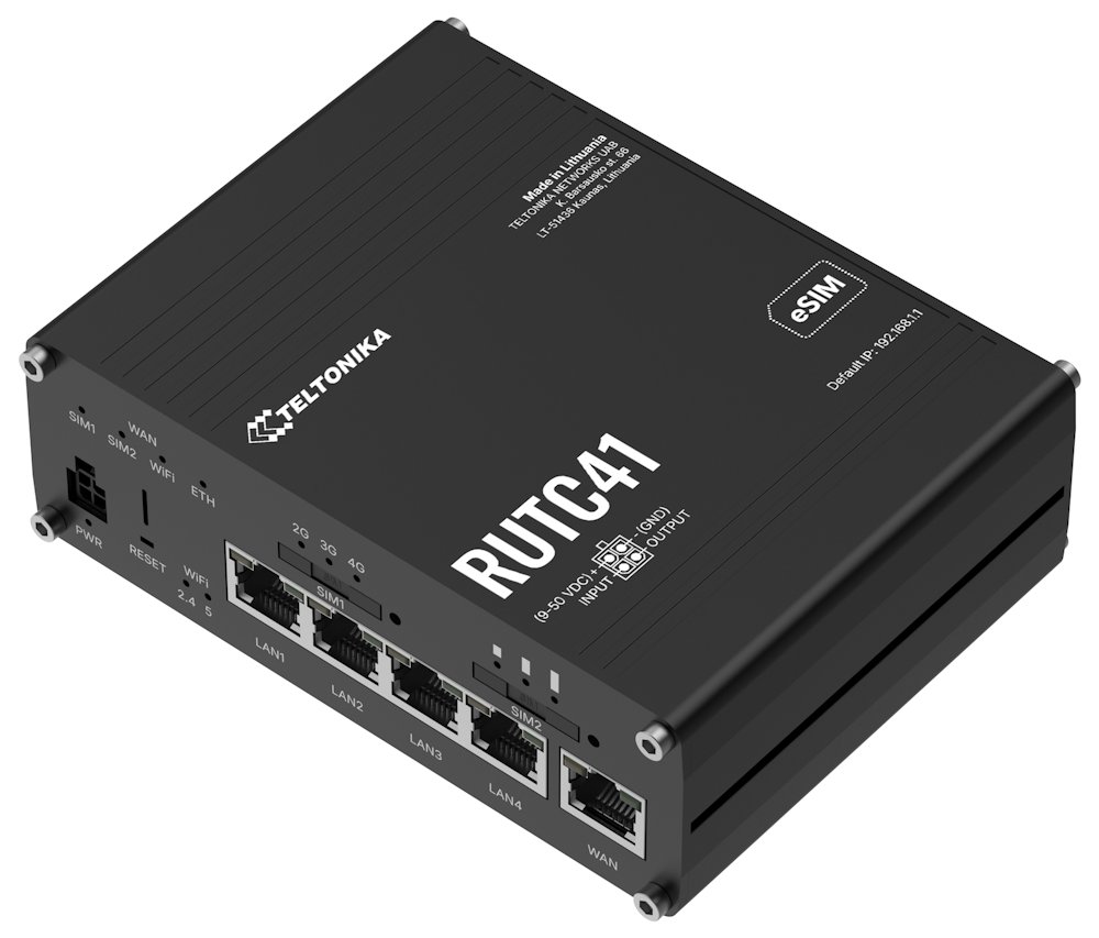 Teltonika RUTC41 průmyslový router 4x LAN, 1x WAN, 4G/LTE, Dual SIM + eSIM, WiFi 6 RUTC41000000