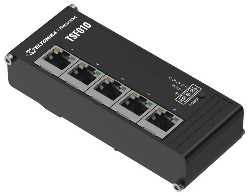 Teltonika TSF010 průmyslový nemanažovaný switch, 5x 10/100, bez zdroje TSF010000000