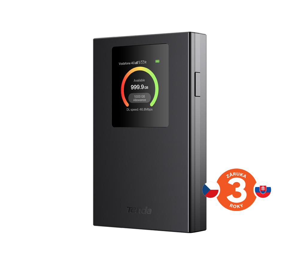 Tenda 4G185v4 4G LTE Mobile AX300 Wi-Fi battery modem router, LCD, WPA 3, USB-C 75012013