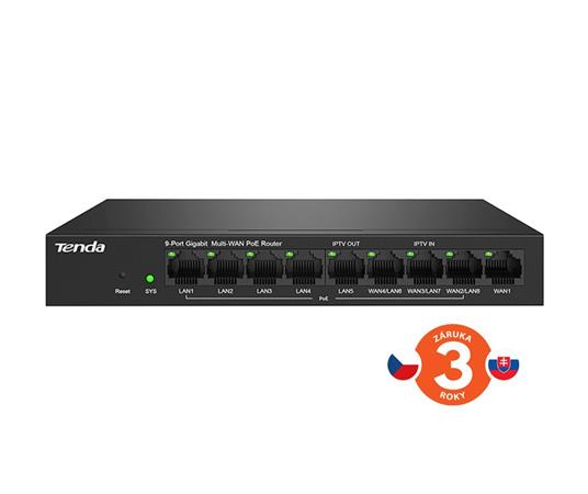 Tenda G0-8G-PoE Gigabit PoE Router MultiWAN, 3x GWAN/GLAN, 1x GWAN, 5x GLAN, 8x PoE 802.3af/at, VPN