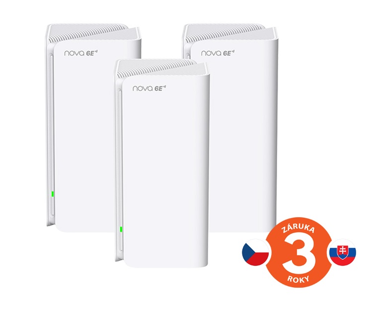 Tenda Nova MX21 Pro (3-pack) WiFi6E AXE5700 Mesh Gigabit system, 9x GLAN/GWAN, WPA3, VPN, CZ app 75012002
