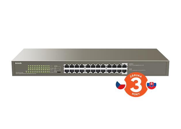 Tenda TEG1124P-24-250W PoE AT Gigabit switch 24x 1Gb/s s PoE 802.3af/at, PoE 225W, Rackmount, VLAN