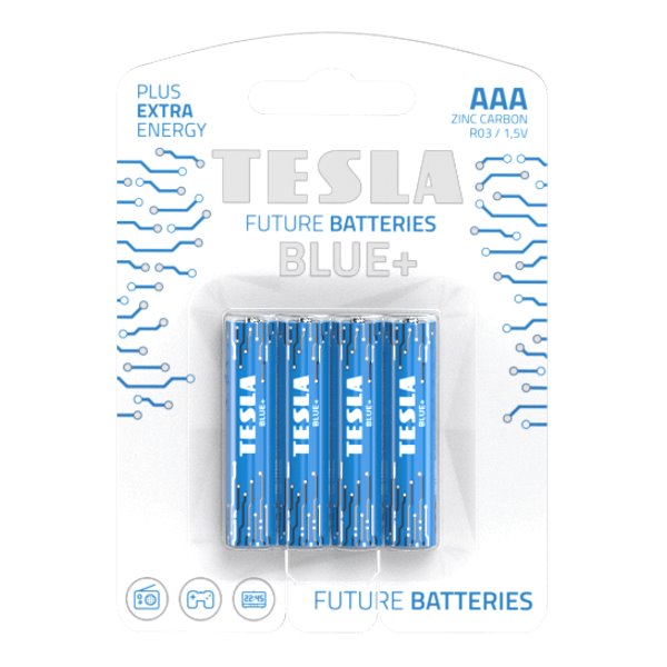 TESLA AAA BLUE+ R03 ZINC-CARBON 400mAh BLISTER - FOLIA / 4
