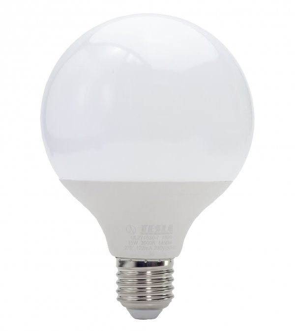 TESLA LED žárovka GLOBE/ E27/ 15W/ 230V/ 1450lm/ 3000K/ teplá bílá GL271530-7