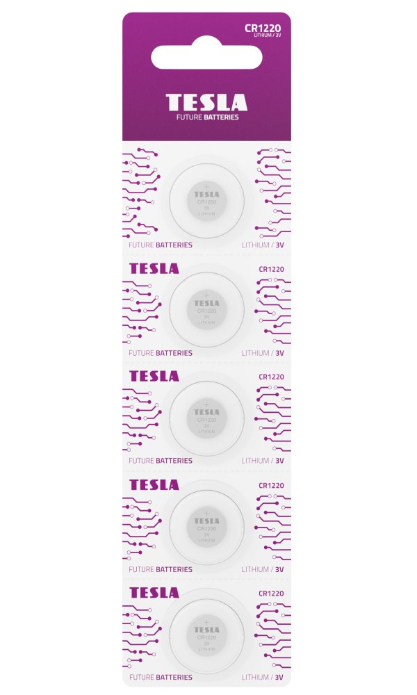 TESLA lithiová baterie CR1220, blister, 5 ks