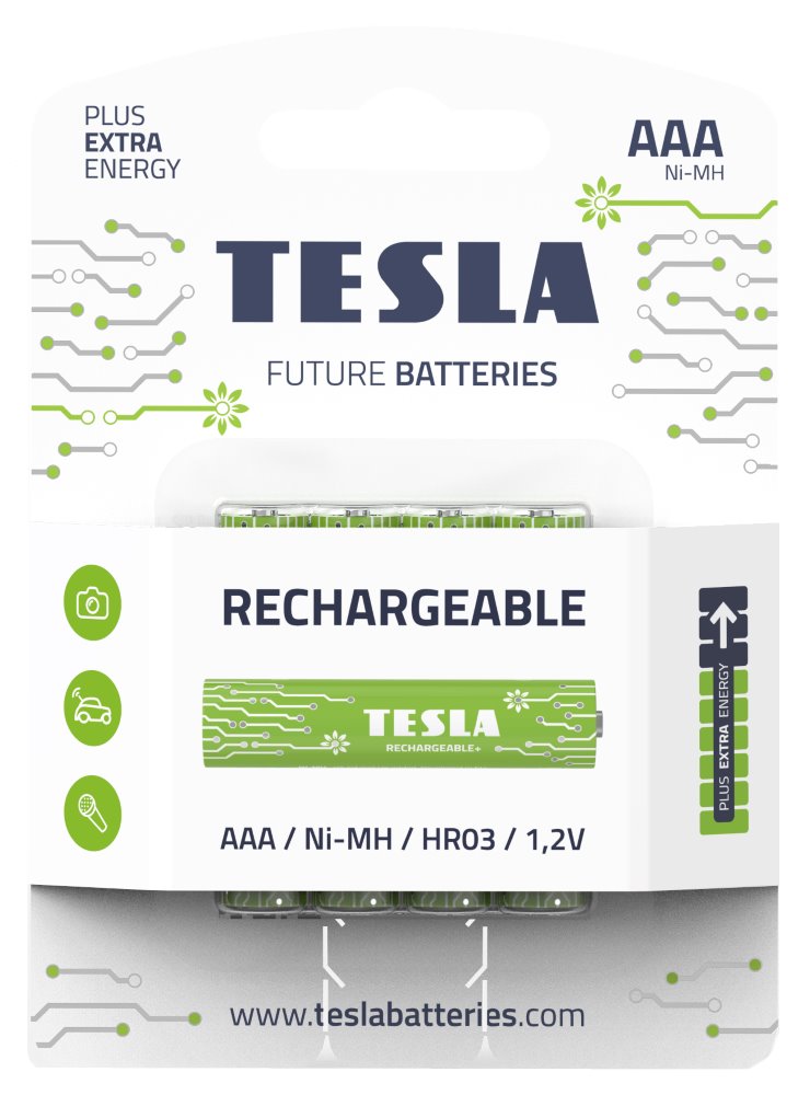 TESLA RECHARGEABLE+ nabíjecí baterie AAA Ni-MH 800mAh (HR03, mikrotužková, blister) 4 ks 1099137210