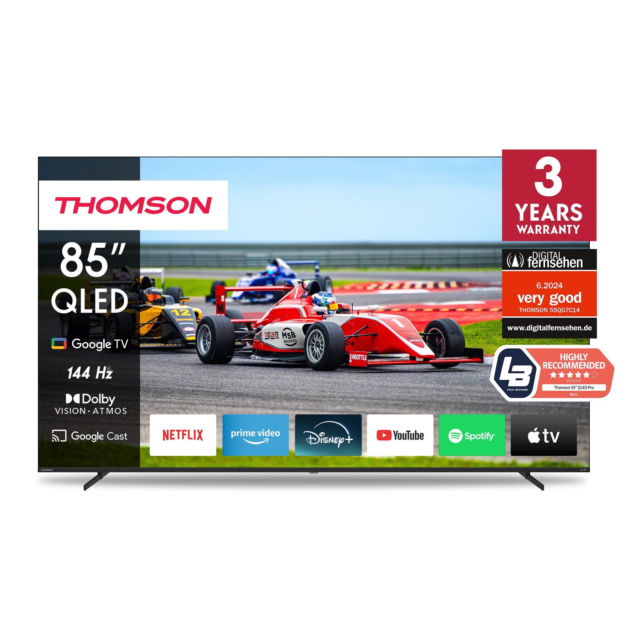 Thomson 85QG7S14 - Google TV 85" QLED Pro, 4K, 144 Hz, 4x HDMI, 3x USB