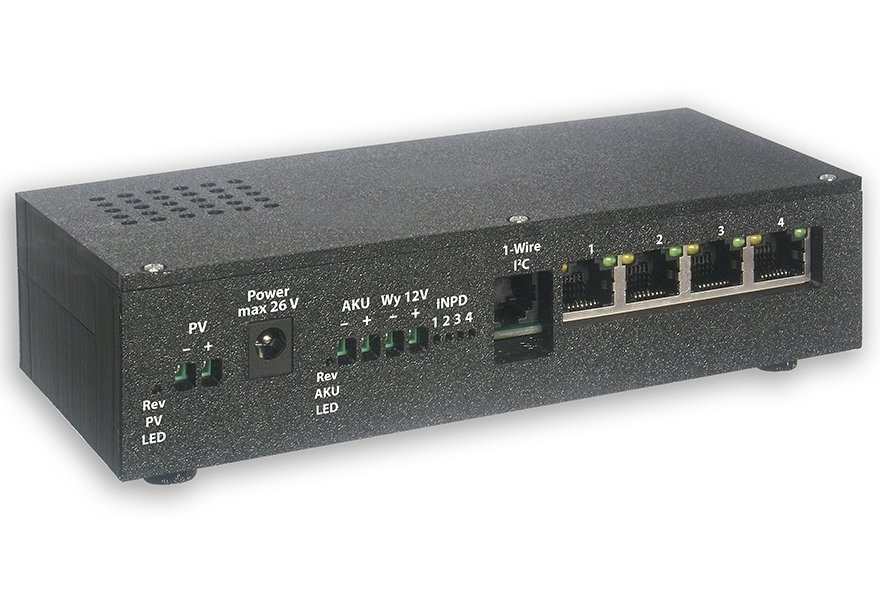 TINYCONTROL 4portový PoE přepínač s provozem na fotovoltaický panel a baterii SWPE04PV01