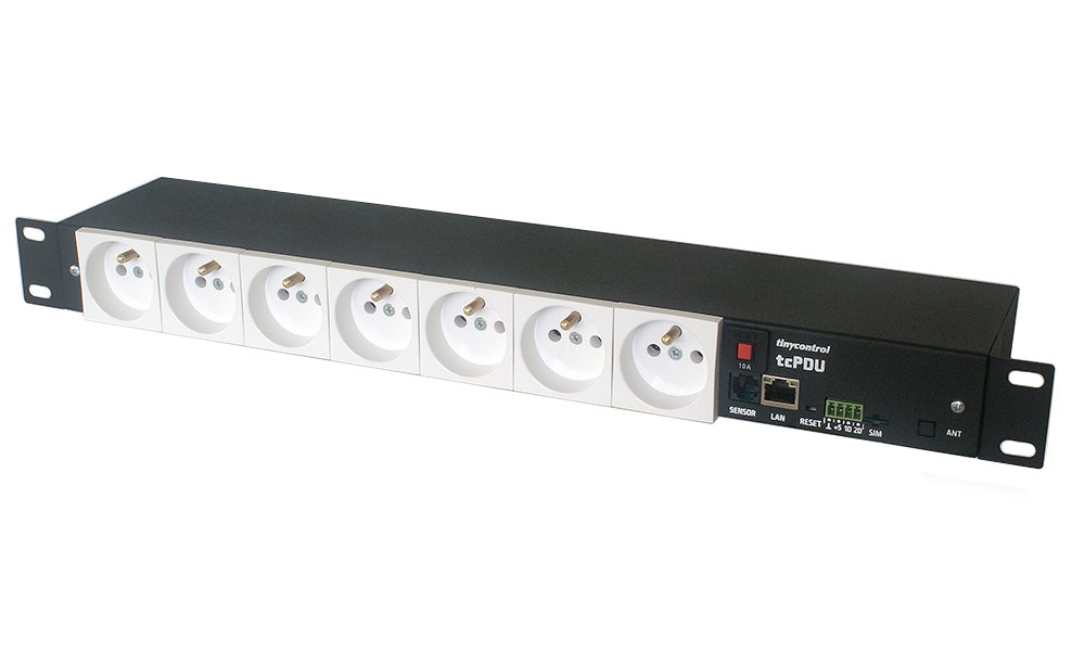 TINYCONTROL rackový distribuční modul síťového napájení 7port, měření spotřeby, MQTT, 1wire a I2C, 2 digitáln LANLIS-007