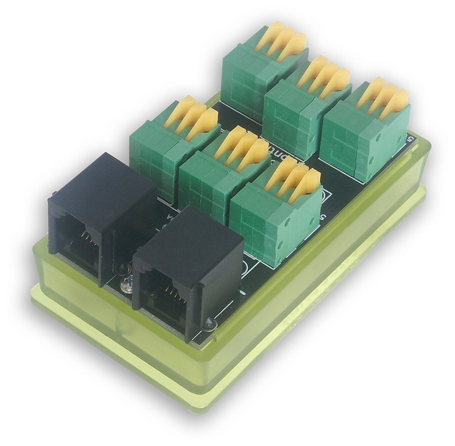 TINYCONTROL Splitter tB2, rozšíření 1-Wire - 1× RJ12 a 6× terminál