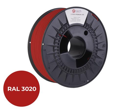Tisková struna (filament) C-TECH PREMIUM LINE, PETG, dopravní červená, RAL3020, 1,75mm, 1kg 3DF-P-PETG1.75-3020