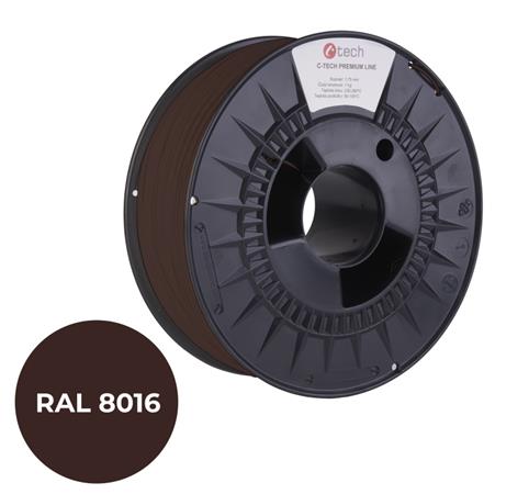Tisková struna (filament) C-TECH PREMIUM LINE, PETG, mahagonová hnědá, RAL8016, 1,75mm, 1kg 3DF-P-PETG1.75-8016