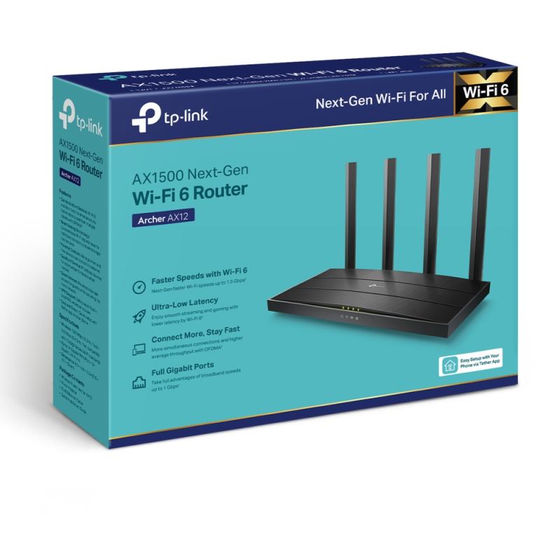 TP-Link Archer AX12, AX1500 WiFi6 4xGb Router