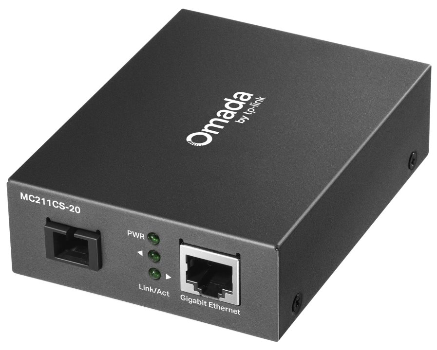 TP-LINK"Omada 10/100/1000 Mbps RJ45 to 1000 Mbps Single-mode SC WDM Bi-Directional Fiber ConverterPORT: 1× Gi MC211CS-20