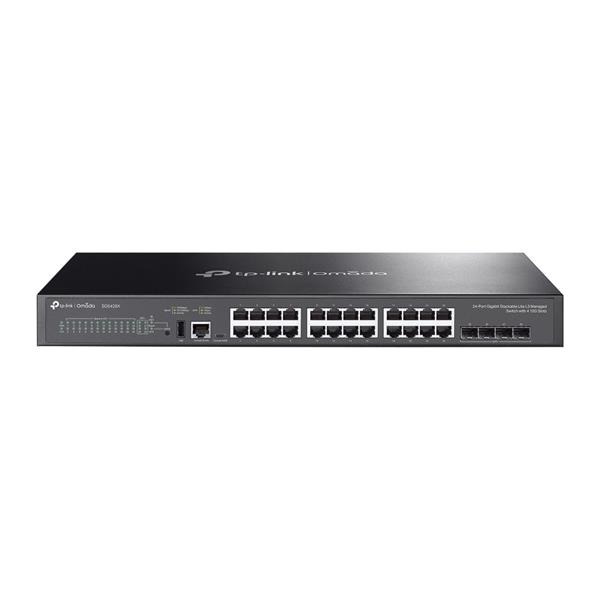 TP-LINK "Omada 24-Port Gigabit Stackable Lite L3 Managed Switch with 4 10G SlotsPORT: 24× Gigabit RJ45 Ports, 4× SG5428X