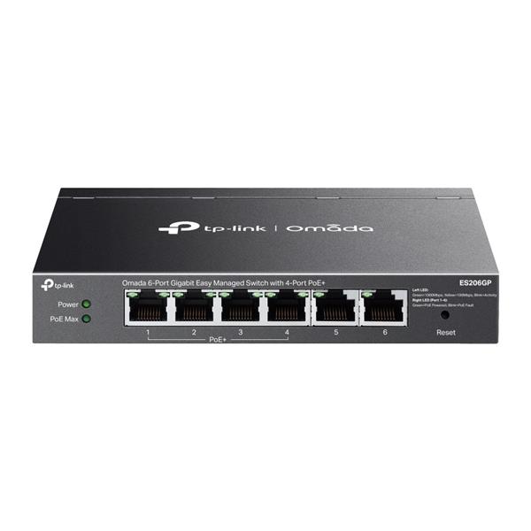 TP-LINK "Omada 6-Port Gigabit Easy Managed Switch with 4-Port PoE+PORT: 4× Gigabit PoE+ Ports, 2x Gigabit Non-Po ES206GP