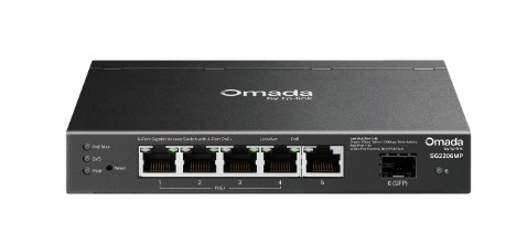 TP-Link OMADA switch SG2206MP (5xGbE,1xSFP,4xPoE+,63W,fanless)
