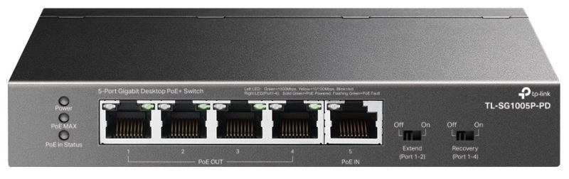 TP-Link TL-SG1005P-PD Switch 1x GLAN s PoE-in, 4x GLAN s PoE+