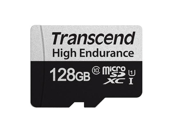 Transcend 128GB microSDXC 350V UHS-I U1 (Class 10) High Endurance paměťová karta, 95MB/s R, 45MB/s W TS128GUSD350V