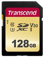 Transcend 128GB SDXC 500S (Class 10) UHS-I U3 V30 MLC paměťová karta, 95 MB/s R, 60 MB/s W TS128GSDC500S