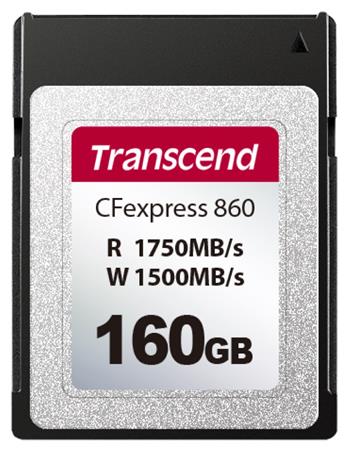 Transcend 160GB CFexpress 860 NVMe PCIe Gen3 x2 (Type B) paměťová karta, 1750MB/s R, 1500MB/s W TS160GCFE860