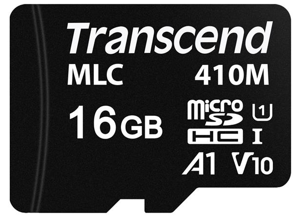 Transcend 16GB microSDHC410M UHS-I U1 (Class 10) A1 V10 MLC průmyslová paměťová karta (bez adaptéru) TS16GUSD410M