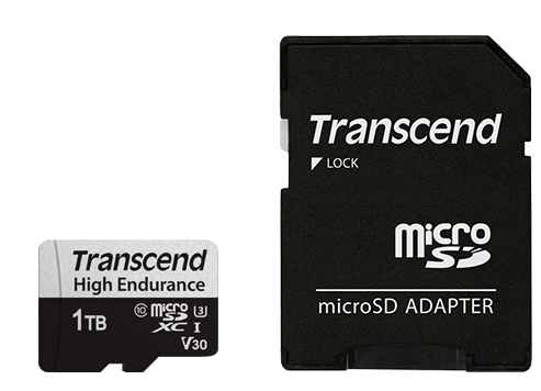 Transcend 1TB microSDXC 350V UHS-I U1 (Class 10) High Endurance paměťová karta, 100MB/s R, 85MB/s W TS1TUSD350V