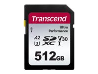 Transcend 340S - Paměťová karta flash - 512 GB - A2 / Video Class V30 / UHS-I U3 - SDXC UHS-I TS512GSDC340S