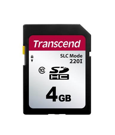 Transcend 4GB SDHC220I (Class 10) MLC průmyslová paměťová karta (SLC mode), 22MB/s R,20MB/s W, černá TS4GSDC220I