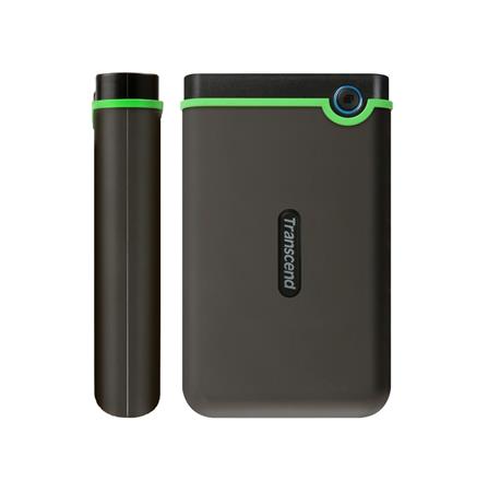 TRANSCEND 4TB StoreJet 25M3S SLIM, 2.5”, USB 3.0 (3.1 Gen 1) Externí Anti-Shock disk, tenký profil, šedo/zel TS4TSJ25M3S