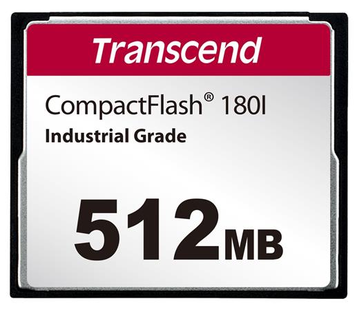 Transcend 512MB INDUSTRIAL TEMP CF180I CF CARD, (MLC) paměťová karta (SLC mode), 85MB/s R, 70MB/s W TS512MCF180I