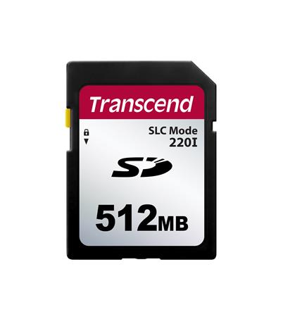 Transcend 512MB SD220I MLC průmyslová paměťová karta (SLC Mode), 22MB/s R,20MB/s W, černá TS512MSDC220I