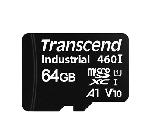 Transcend 64GB microSDXC460I UHS-I U1 V10 A1 3K P/E (3D TLC) průmyslová paměťová karta, 100MB/s R, 85MB/s W TS64GUSD460I