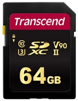 Transcend 64GB SDXC 700S (Class 10) UHS-II U3 V90 MLC paměťová karta, 285 MB/s R, 180 MB/s W TS64GSDC700S