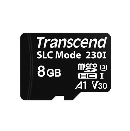 Transcend 8GB microSDHC230I UHS-I U3 V30 A1 (Class 10) 3D TLC (SLC mode) průmyslová paměťová karta, 100MB/s TS8GUSD230I
