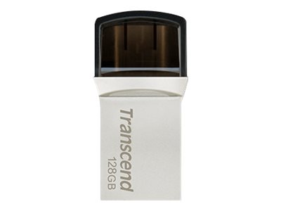 Transcend JetFlash 890 - Jednotka USB flash - 128 GB - USB 3.1 Gen 1 / USB-C - stříbrná TS128GJF890S