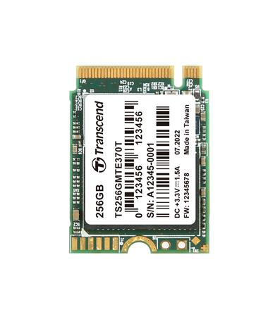 TRANSCEND MTE370T-VS1 256GB SSD disk M.2 2230, PCIe Gen3x4, M Key, 3D TLC BiCS5, DRAM-less, PE: 3K 200 TS256GMTE370T-VS1