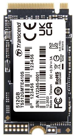 Transcend MTE410S 512GB SSD disk M.2 2242, NVMe PCIe Gen4 x4 3300MB/s R 1600MB/s W TS512GMTE410S