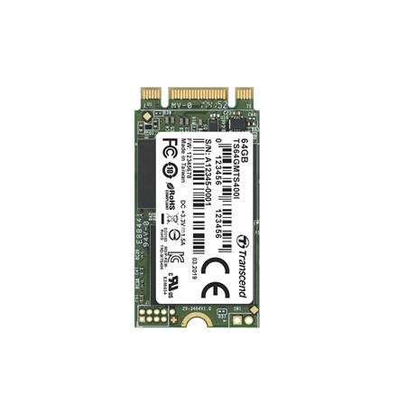 TRANSCEND MTS400I 64GB Industrial SSD disk M.2 2242, SATA III 6Gb/s (MLC), 530MB/s R, 470MB/s W TS64GMTS400I