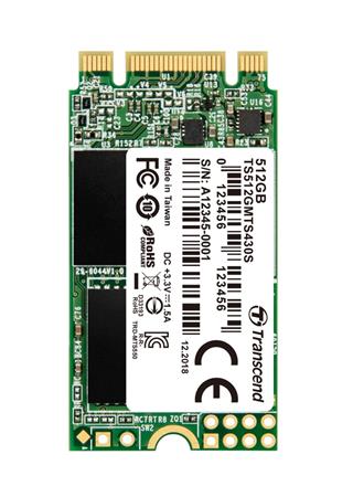TRANSCEND MTS430S 1TB SSD disk M.2, 2242 SATA III 6Gb/s (3D TLC), 560MB/s R, 500MB/s W TS1TMTS430S