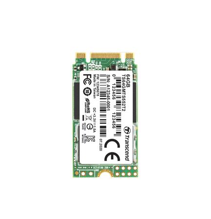 TRANSCEND MTS552T2 64GB Industrial 3K P/E SSD disk M.2, 2242 SATA III 6Gb/s (3D TLC), 400MB/s R, 200MB/s W TS64GMTS552T2