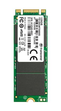 TRANSCEND MTS600S 128GB SSD disk M.2 2260, SATA III 6Gb/s (MLC), 530MB/s R, 200MB/s W, retail packing TS128GMTS600S