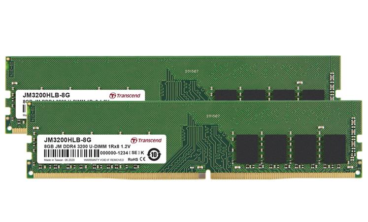 Transcend paměť 16GB DDR4 3200 U-DIMM (JetRam) KIT (2x8GB) 1Rx8 CL22 JM3200HLB-16GK