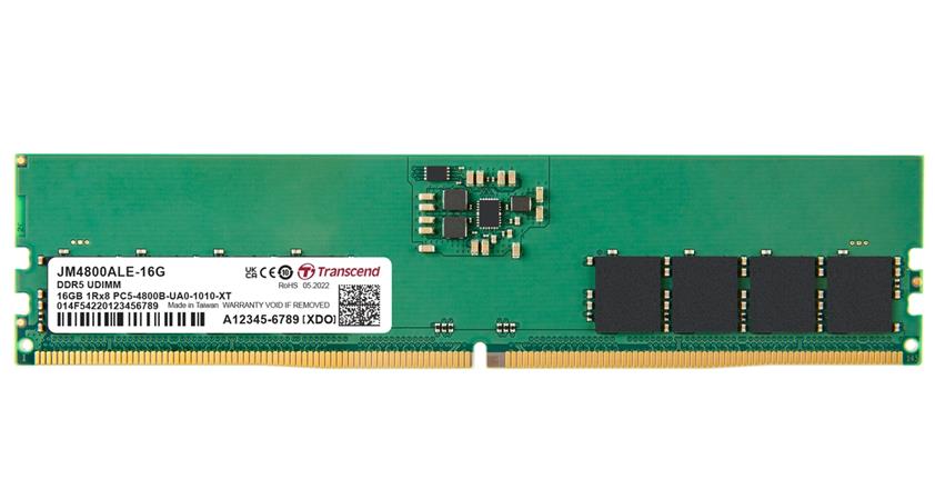Transcend paměť 16GB DDR5 4800 U-DIMM (JetRam) 1Rx8 2Gx8 CL40 1.1V JM4800ALE-16G